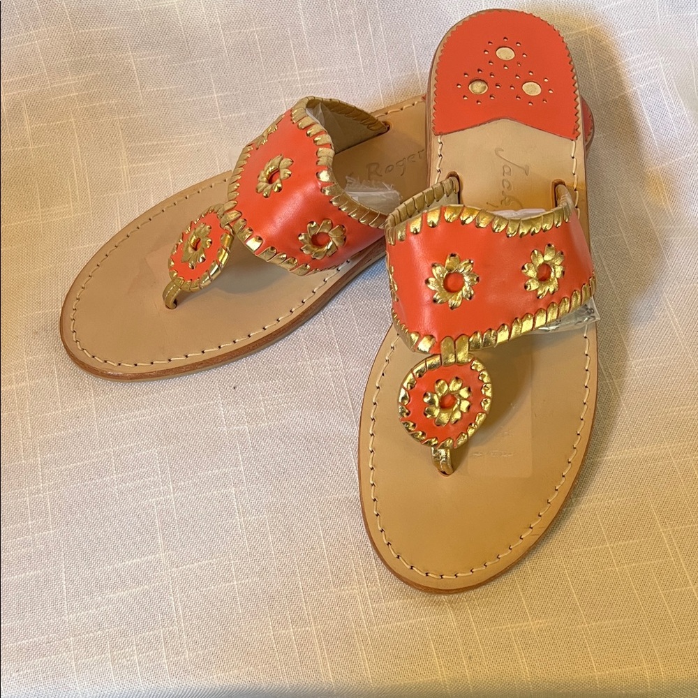 Jack Rogers Orange and Gold Women's Sandals